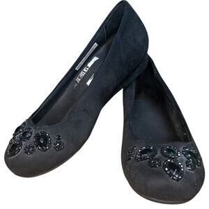 Vionic Orthaheel Cameron Rhinestone Jeweled Black Flats-size 6
